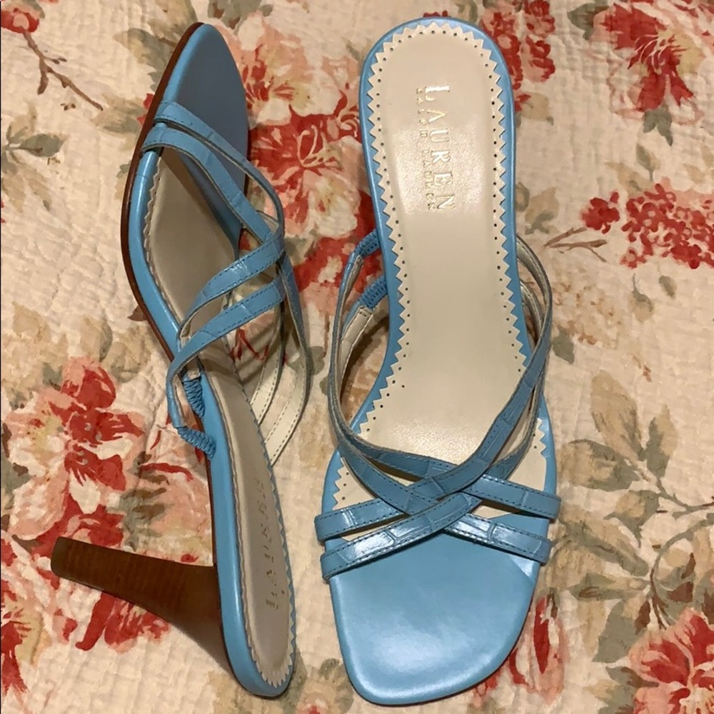 Ralph Lauren Turquoise strappy heels